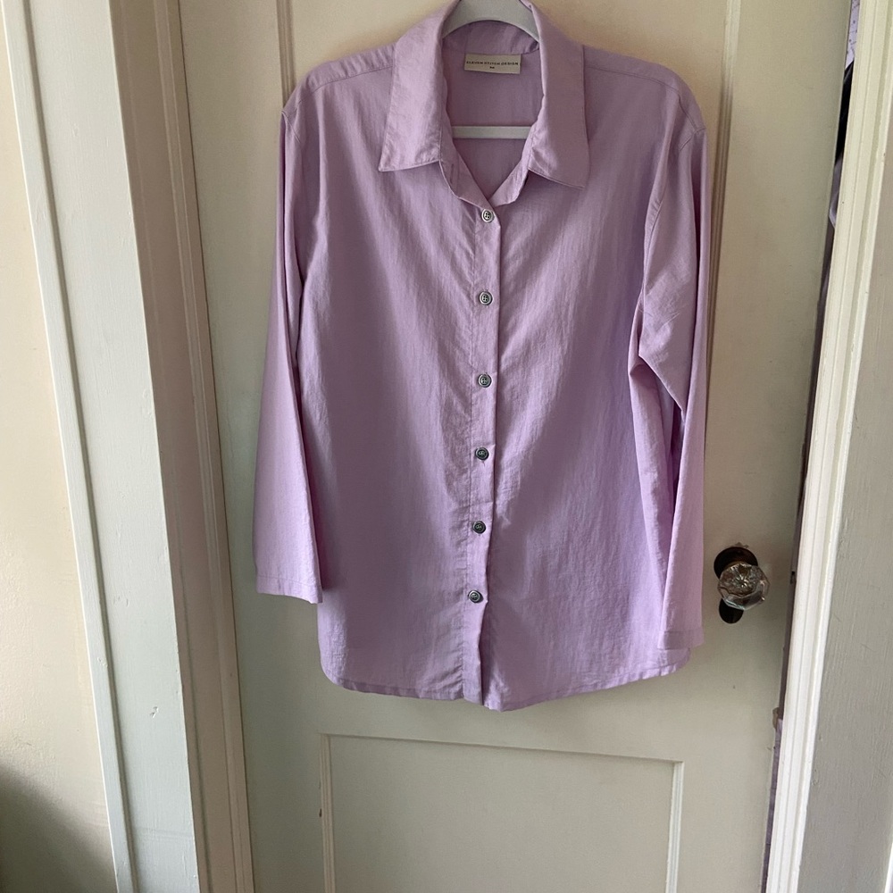 NWOT Eleven Stitch Design Pale Lavender Top 100% Nylon Sz Med Oversize